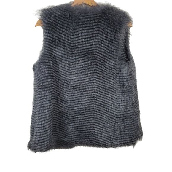 JACK | BB DAKOTA FAUX FUR STRIPED GRAY VEST ACRYLIC BLEND WOMEN'S SIZE SMALL - Picture 5 of 11